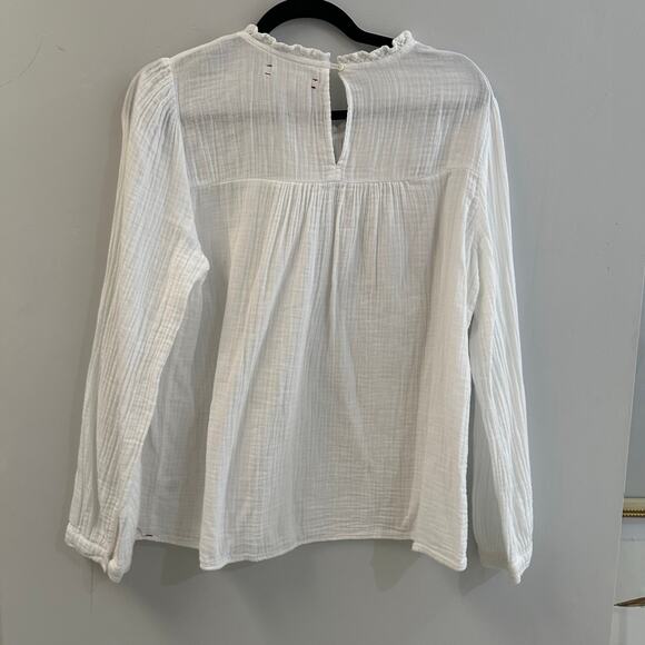 Xirena Fayth Top in White Size L Gauze Cotton Long Sleeve Blouse Boho Flowy - Picture 4 of 7